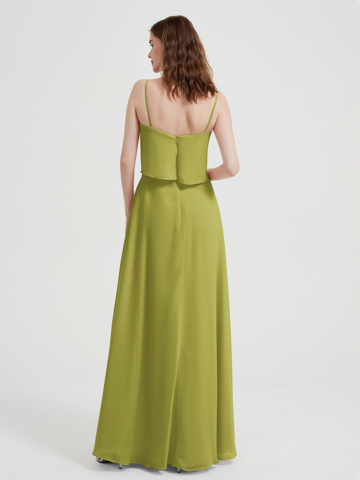 Spaghetti Straps Simple Bridesmaid Dresses-Clover